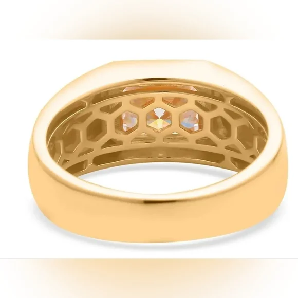 Father's Day Moissanite Men's Ring in Vermeil YG Over Sterling Silver - Picture 6 of 7